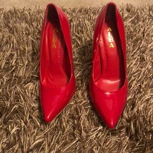 Red patent high heels